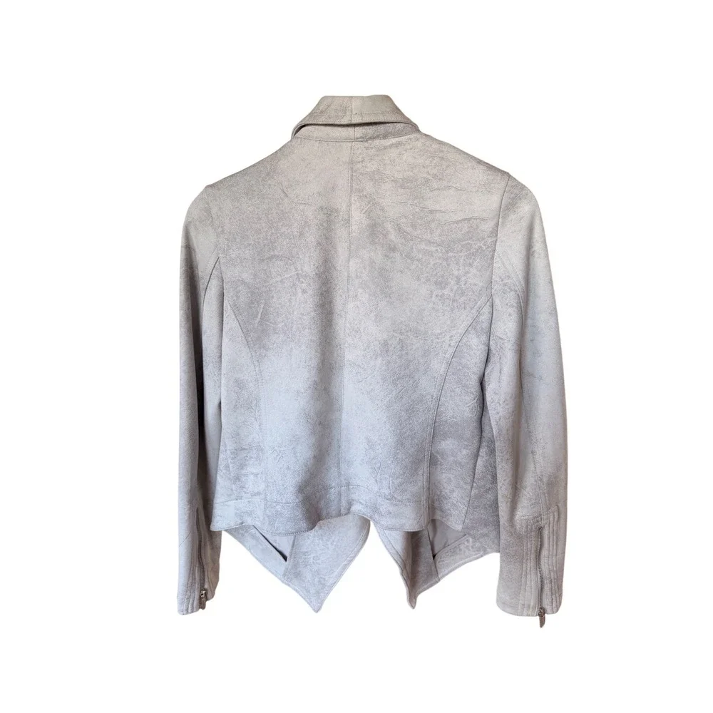 Jones New York Womens Gray Drape Front Faux Suede Jacket Size‎ S